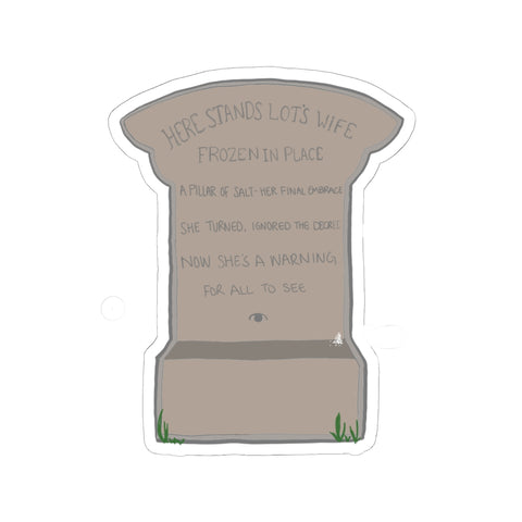 Kiss-Cut Stickers: Lot's Wife Tombstone Design, Unique Home Decor, Gift for Literature Lovers, Cute Journal Decal, Quirky Laptop Sticker